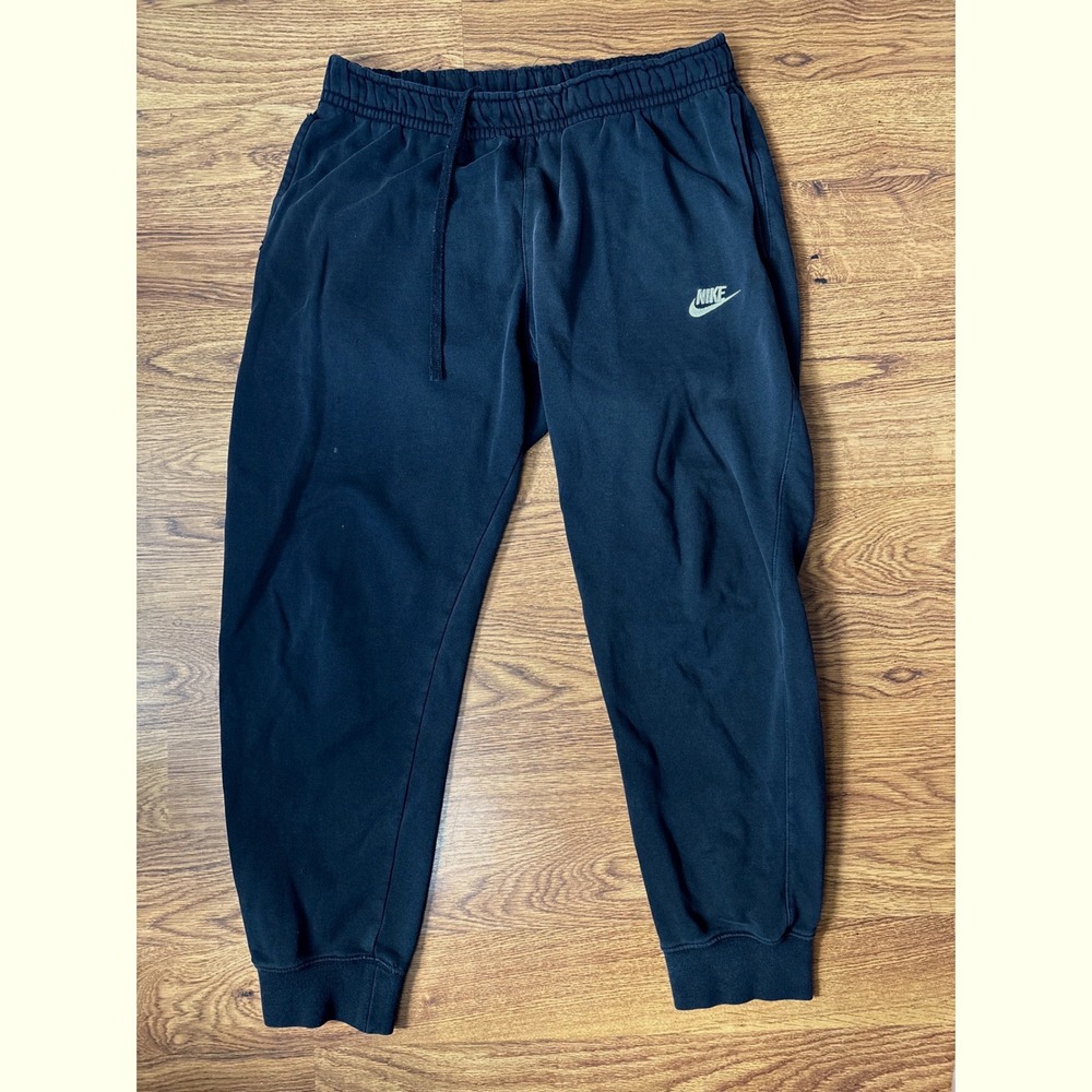 Nike Mens Fleece Joggers Black Sweatpants Size Medium Drawstring